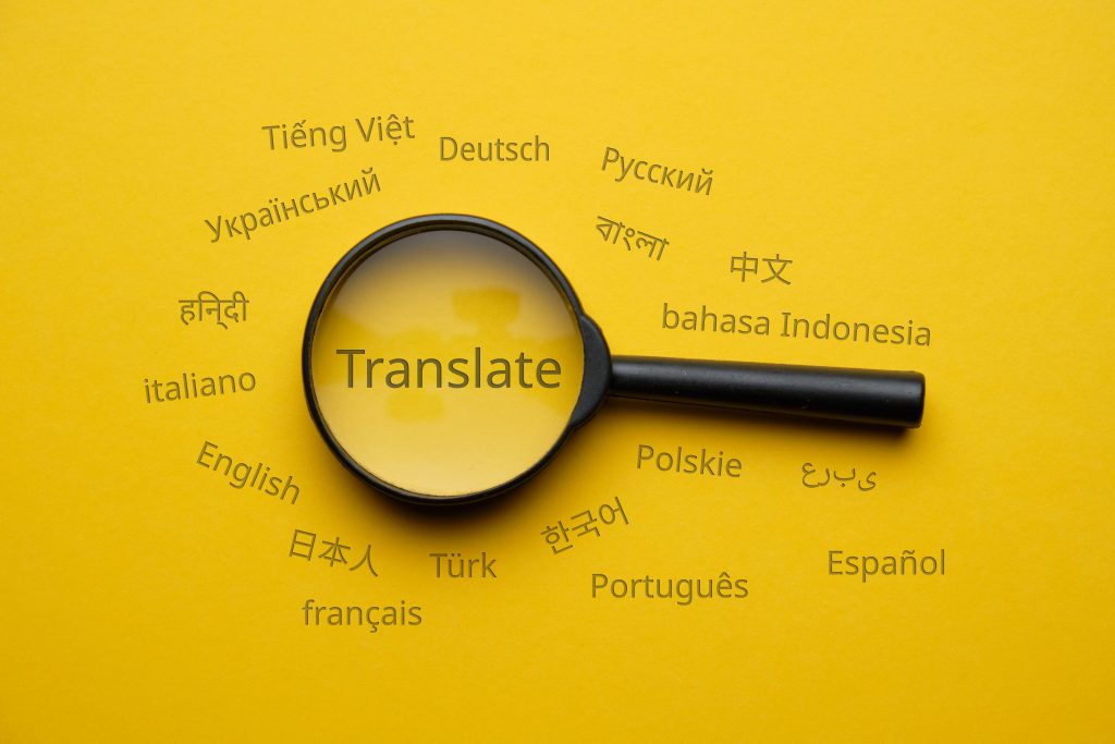 International,Language,Translation,Search,Concept,With,Magnifying,Glass.